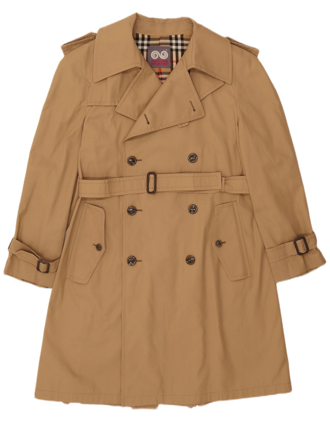 Sangiorgio Mens Trench Coat IT 54 2XL Beige Polyester