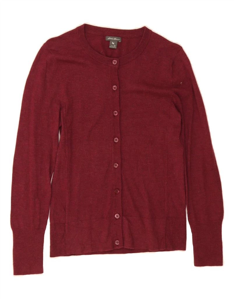 EDDIE BAUER Womens Cardigan Sweater UK 6 XS Burgundy Cotton Vintage Eddie Bauer and Second-Hand Eddie Bauer from Messina Hembry 