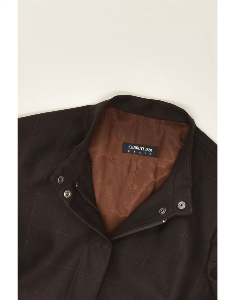 CERRUTI 1881 Womens Crop Blazer Jacket UK 14 Large Brown Check Rayon | Vintage Cerruti 1881 | Thrift | Second-Hand Cerruti 1881 | Used Clothing | Messina Hembry 