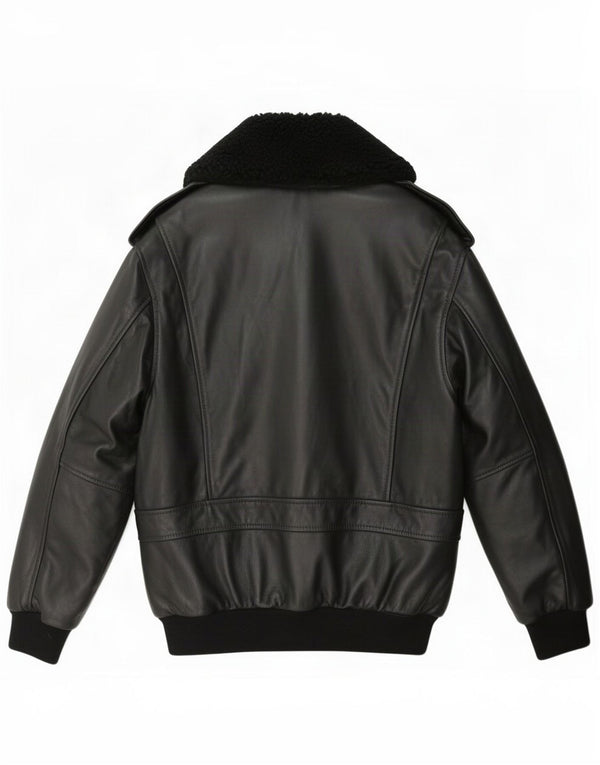 Redskins Mens Military Leather Jacket UK 36 Small Black