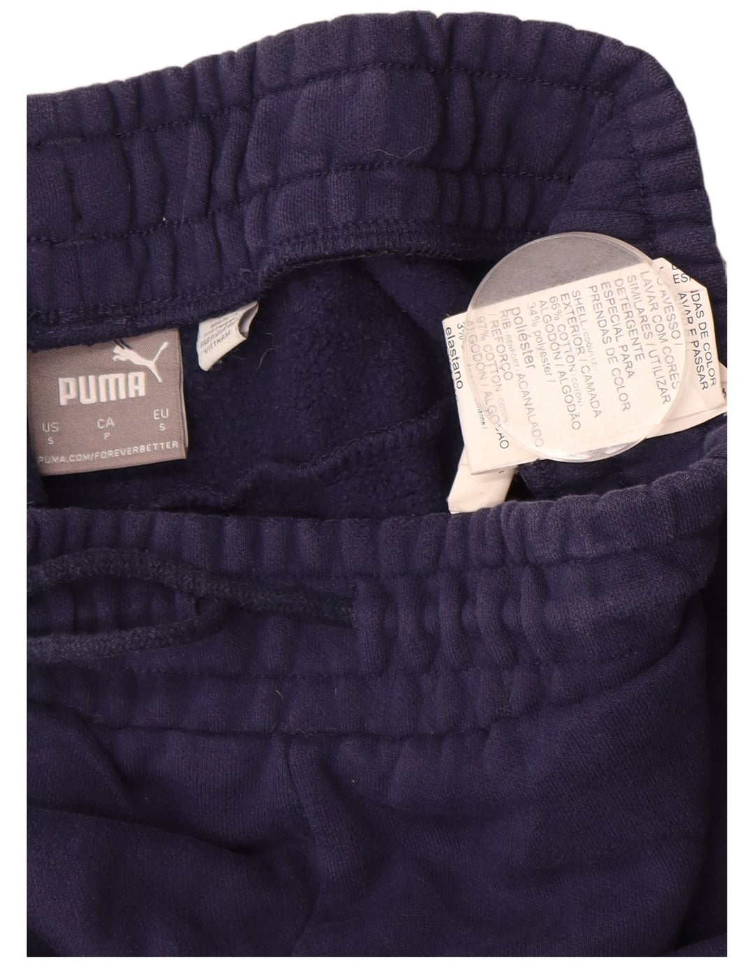 PUMA Mens Tracksuit Trousers Joggers Small Navy Blue Cotton
