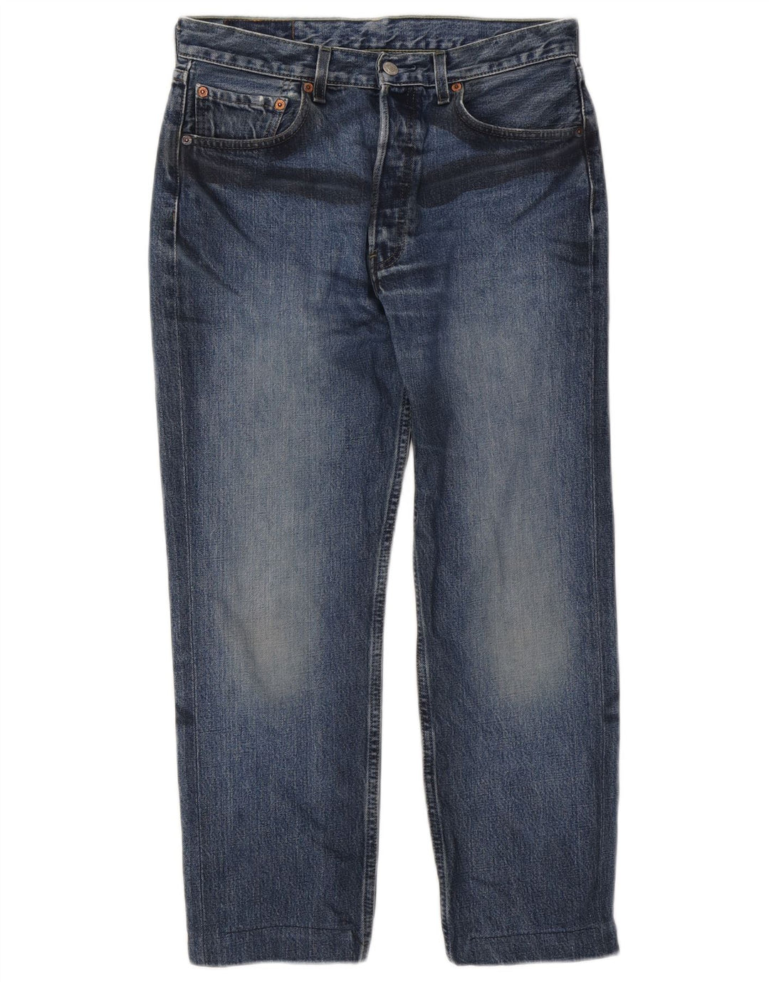Levi's Mens 501 Cropped Straight Jeans W28 L25 Blue Cotton