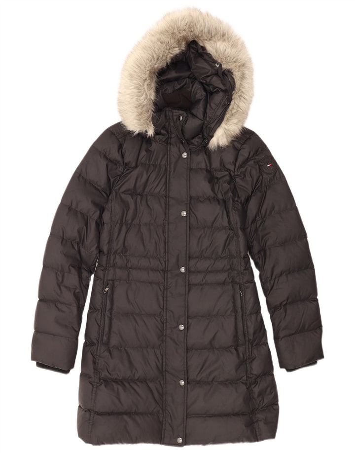 Tommy Hilfiger Womens Hooded Oversized Padded Coat UK 6 XS Black Polyester