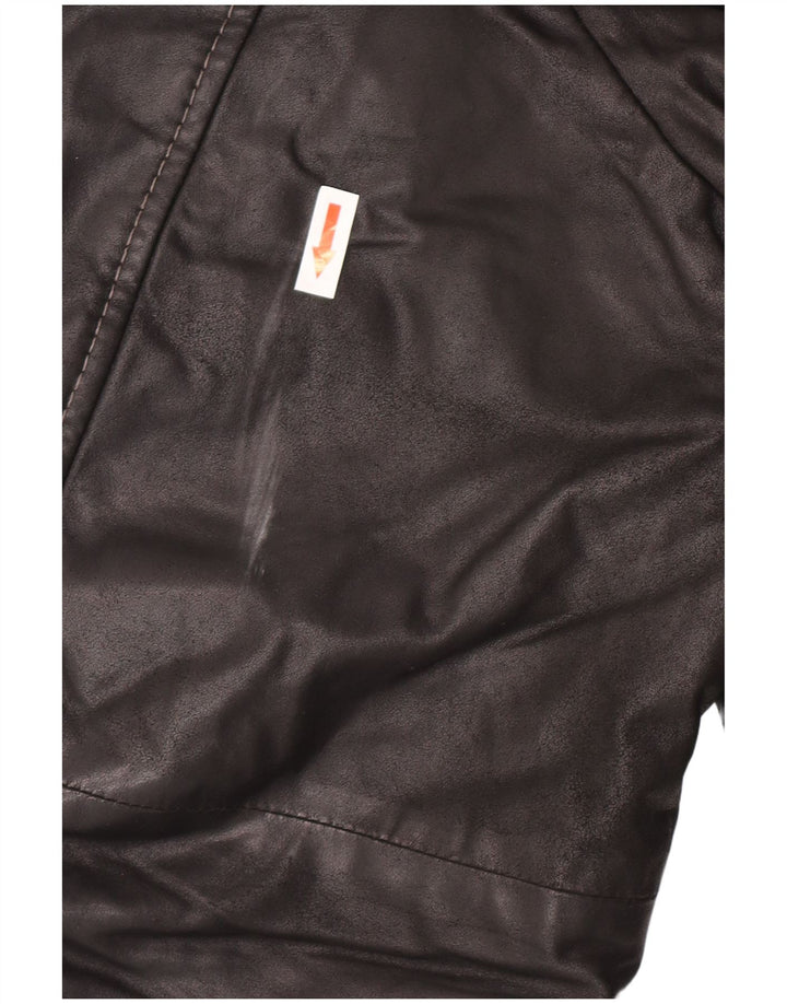 Vintage Mens Leather Coat IT 58 4XL Black Leather