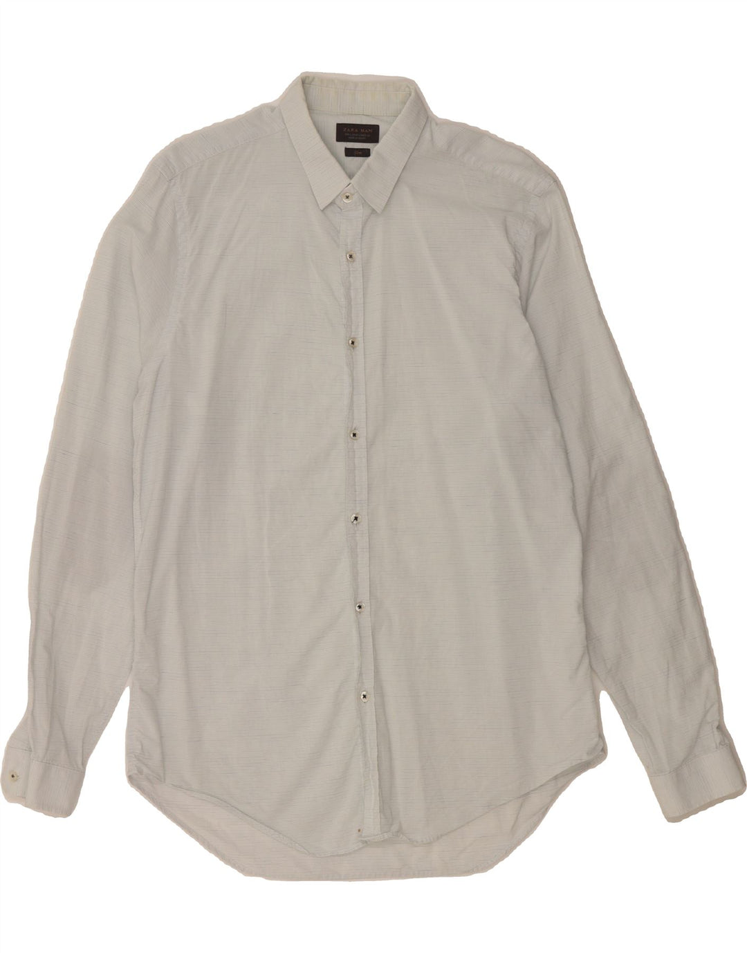ZARA Mens Shirt Large Grey Pinstripe Vintage Zara and Second-Hand Zara from Messina Hembry 
