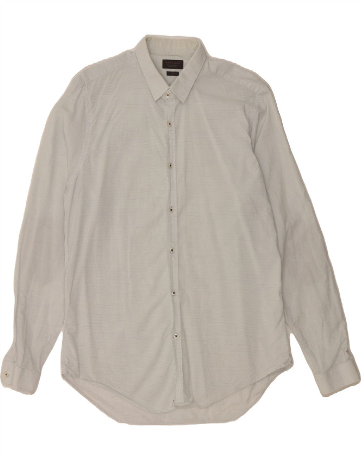 ZARA Mens Shirt Large Grey Pinstripe Vintage Zara and Second-Hand Zara from Messina Hembry 