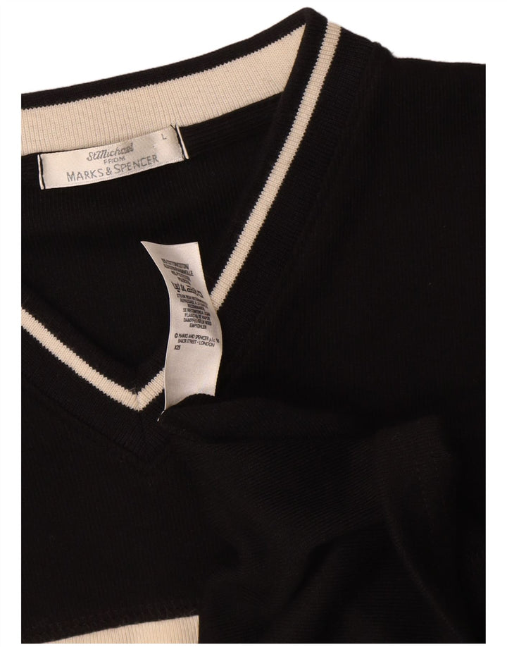 Marks & Spencer Mens St. Michael Top Long Sleeve Large Black Colourblock