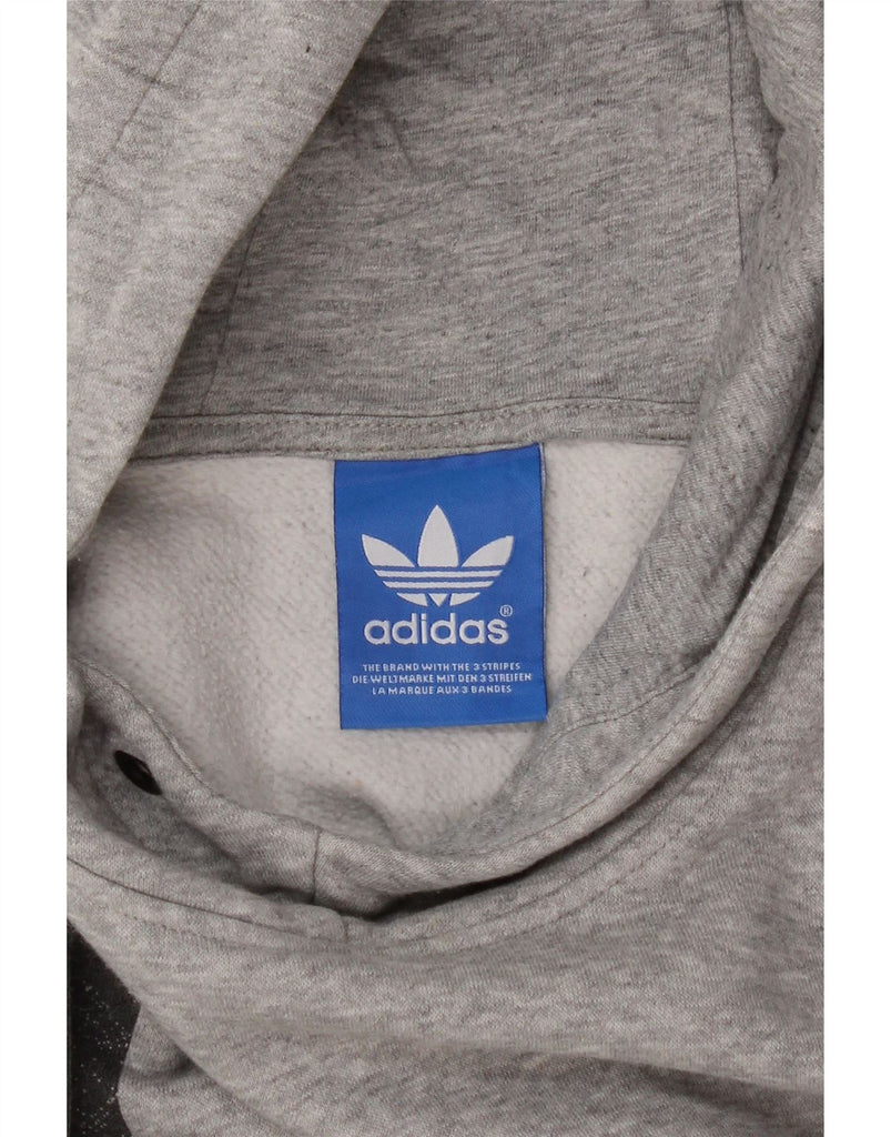 ADIDAS Womens Hoodie Jumper UK 14 Large Grey Colourblock Cotton Vintage Adidas and Second-Hand Adidas from Messina Hembry 