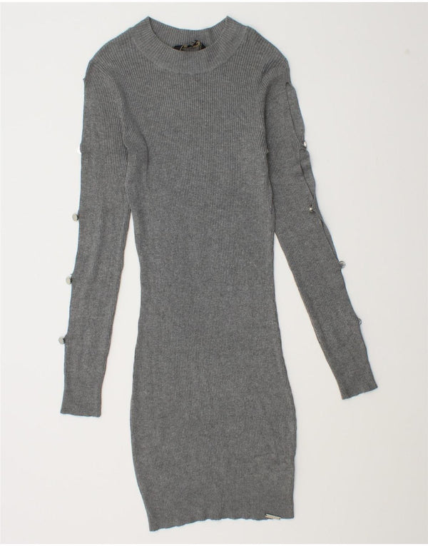 Lipsy Womens Jumper Dress UK 14 Medium Grey Viscose