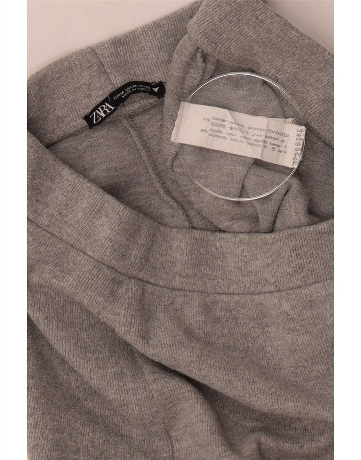 Zara Womens Wide Leg Tracksuit Trousers UK 12 Medium Grey Polyester
