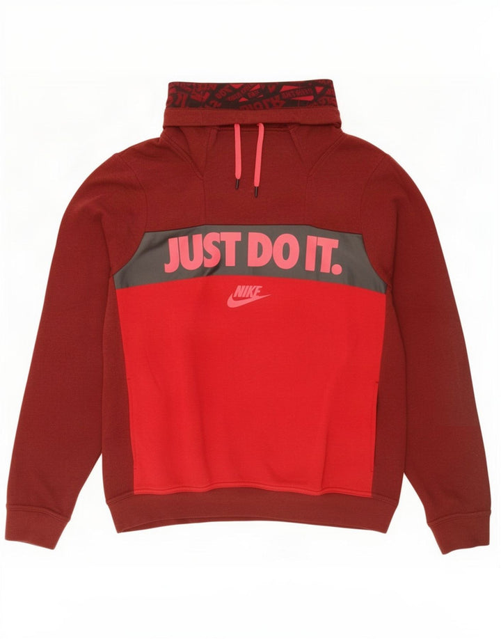Nike Womens Graphic Sweatshirt Jumper UK 14 Medium Red Colourblock Cotton