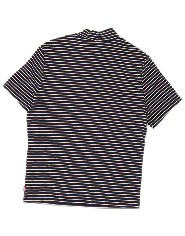 Levi's Womens Crop T-Shirt Top UK 10 Small Navy Blue Pinstripe Cotton