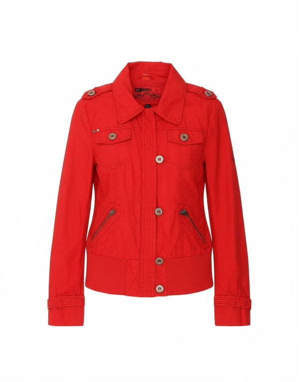 Esprit Womens Military Jacket UK 14 Large Red Cotton