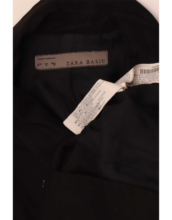 Zara Womens 1 Button Blazer Jacket UK 10 Small Black Polyester