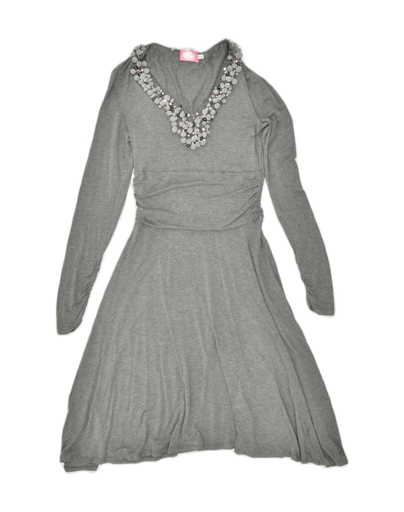 BLUGIRL BLUMARINE Womens A-Line Dress IT 44 Medium Grey Rayon | Vintage | Thrift | Second-Hand | Used Clothing | Messina Hembry 