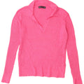 Marks & Spencer Womens Polo Neck Jumper Sweater UK 12 Medium Pink Viscose