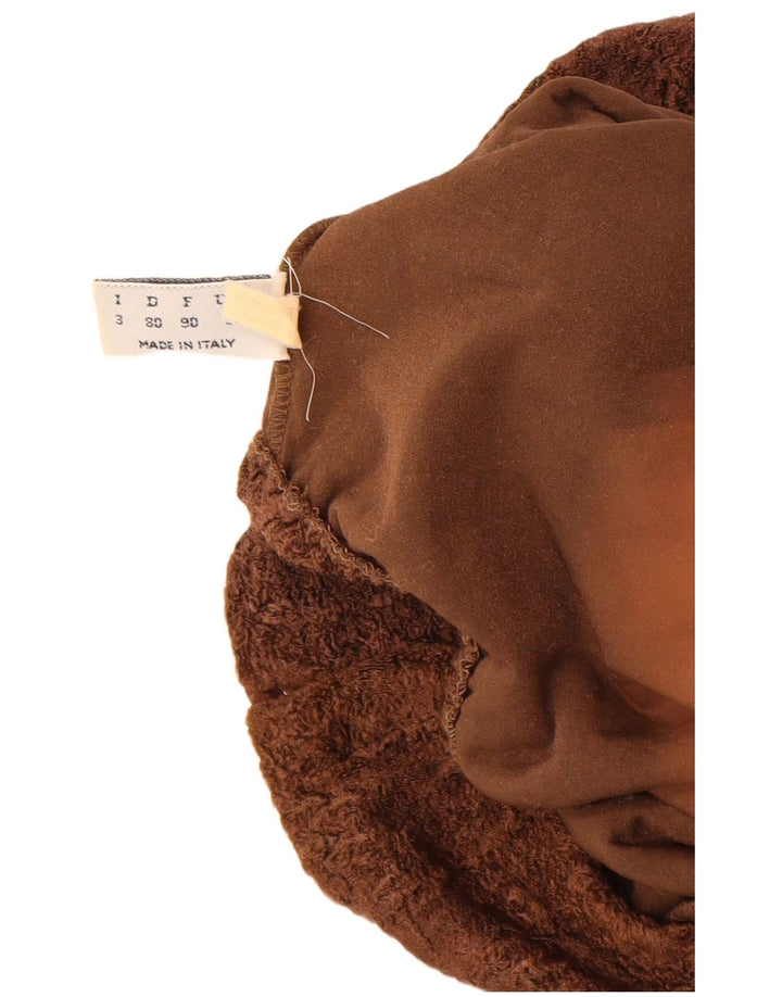 Vintage Womens Long Sleeve Bodysuit UK 12 Medium Brown Polyamide