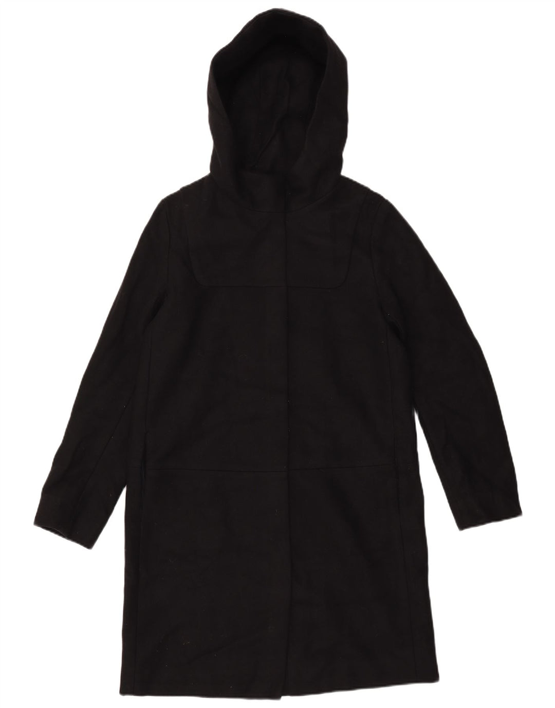 Cos Womens Hooded Overcoat EU 36 Small Black Wool