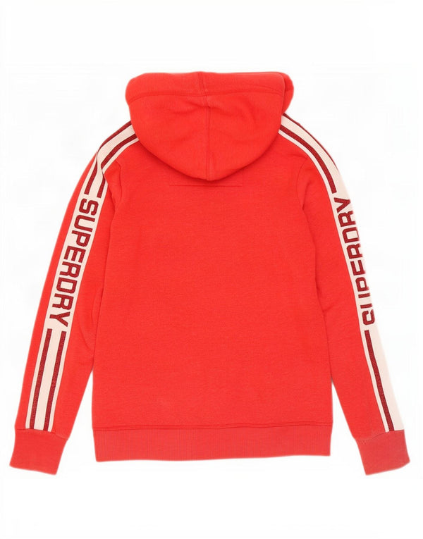 Superdry Womens Graphic Hoodie Jumper UK 10 Small Red Colourblock Cotton