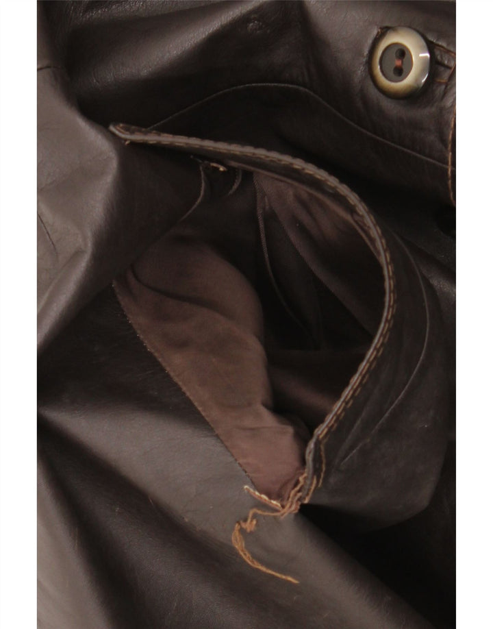 Vintage Mens Leather Coat UK 38 Medium Brown