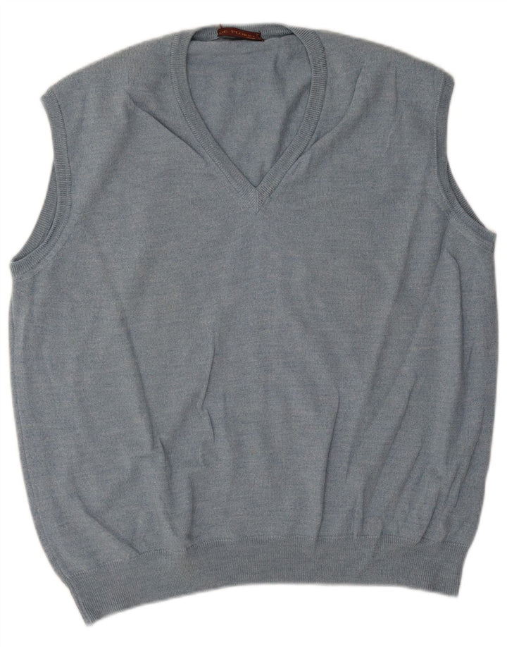 Vintage Mens Vest Tank Top Large Blue New Wool