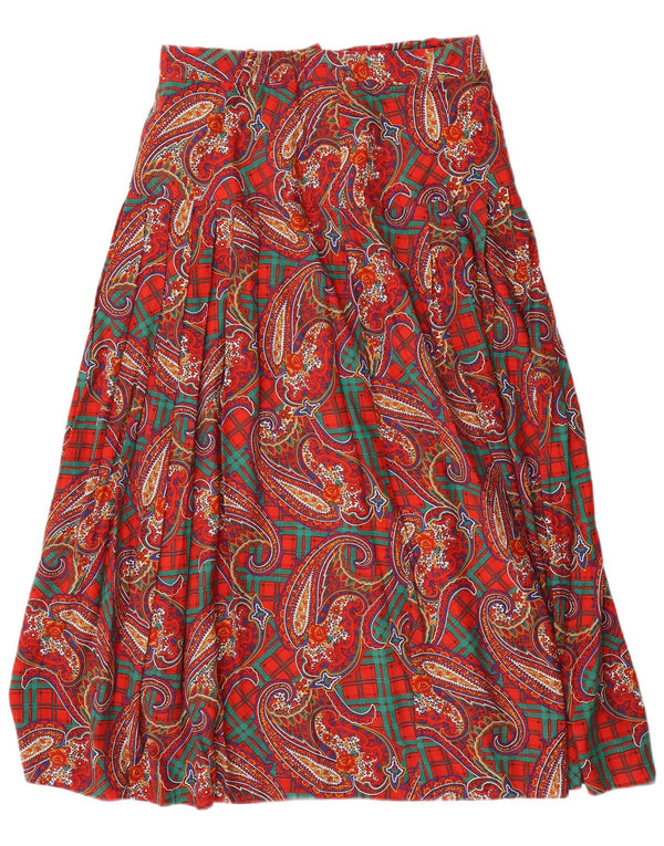 LIBRA Womens High Waist A-Line Skirt UK 14 Large W32 Red Paisley