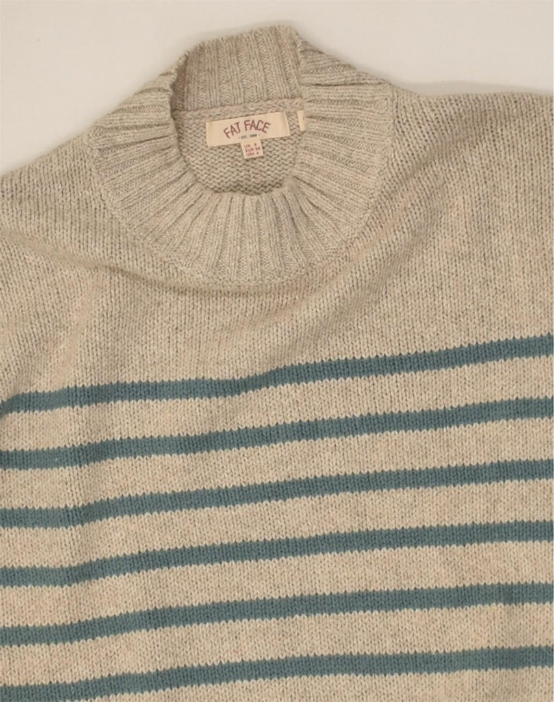 FAT FACE Womens Longline Crew Neck Jumper Sweater UK 8 Small Beige Striped | Vintage Fat Face | Thrift | Second-Hand Fat Face | Used Clothing | Messina Hembry 