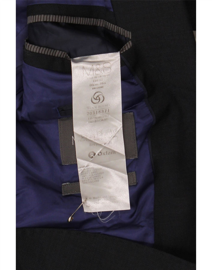 Marks & Spencer Mens 2 Button Blazer Jacket UK 34 XS Navy Blue Wool