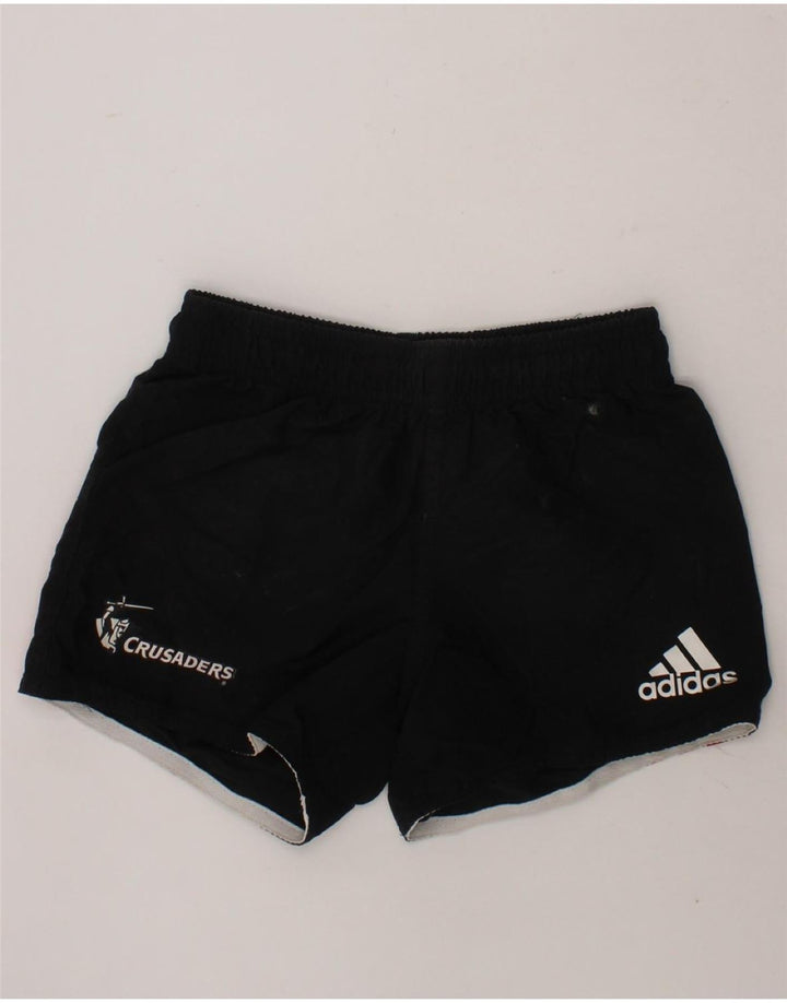 ADIDAS Boys Crusaders Graphic Sport Shorts 7-8 Years  Black Polyester Vintage Adidas and Second-Hand Adidas from Messina Hembry 