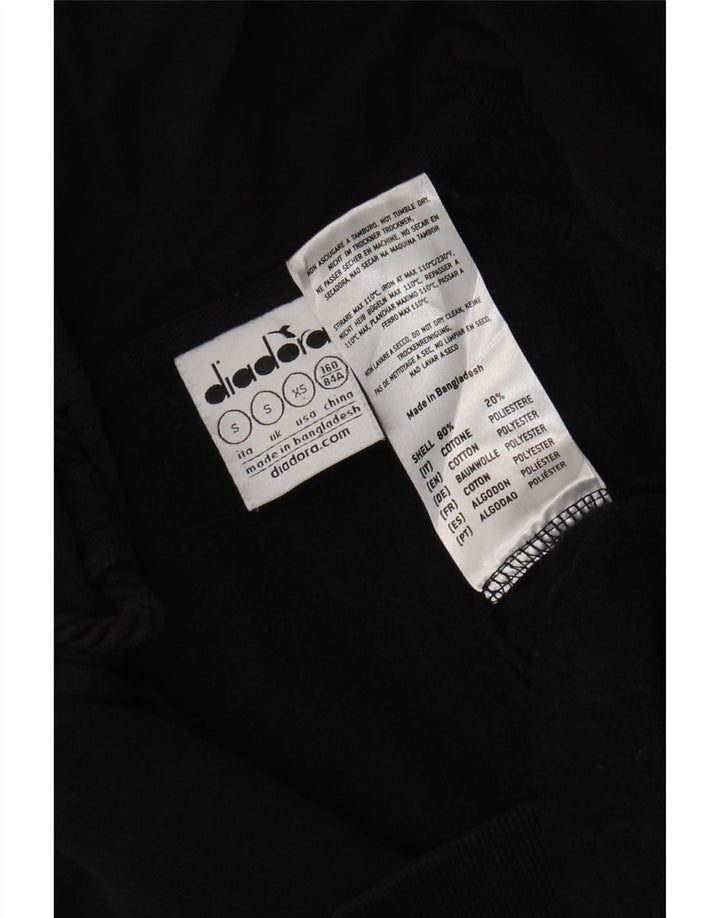 Diadora Mens Zip Hoodie Sweater Small Black Cotton