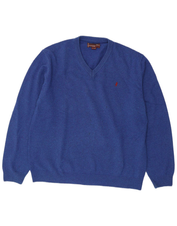 Marlboro Classics Mens V-Neck Jumper Sweater 3XL Blue Wool