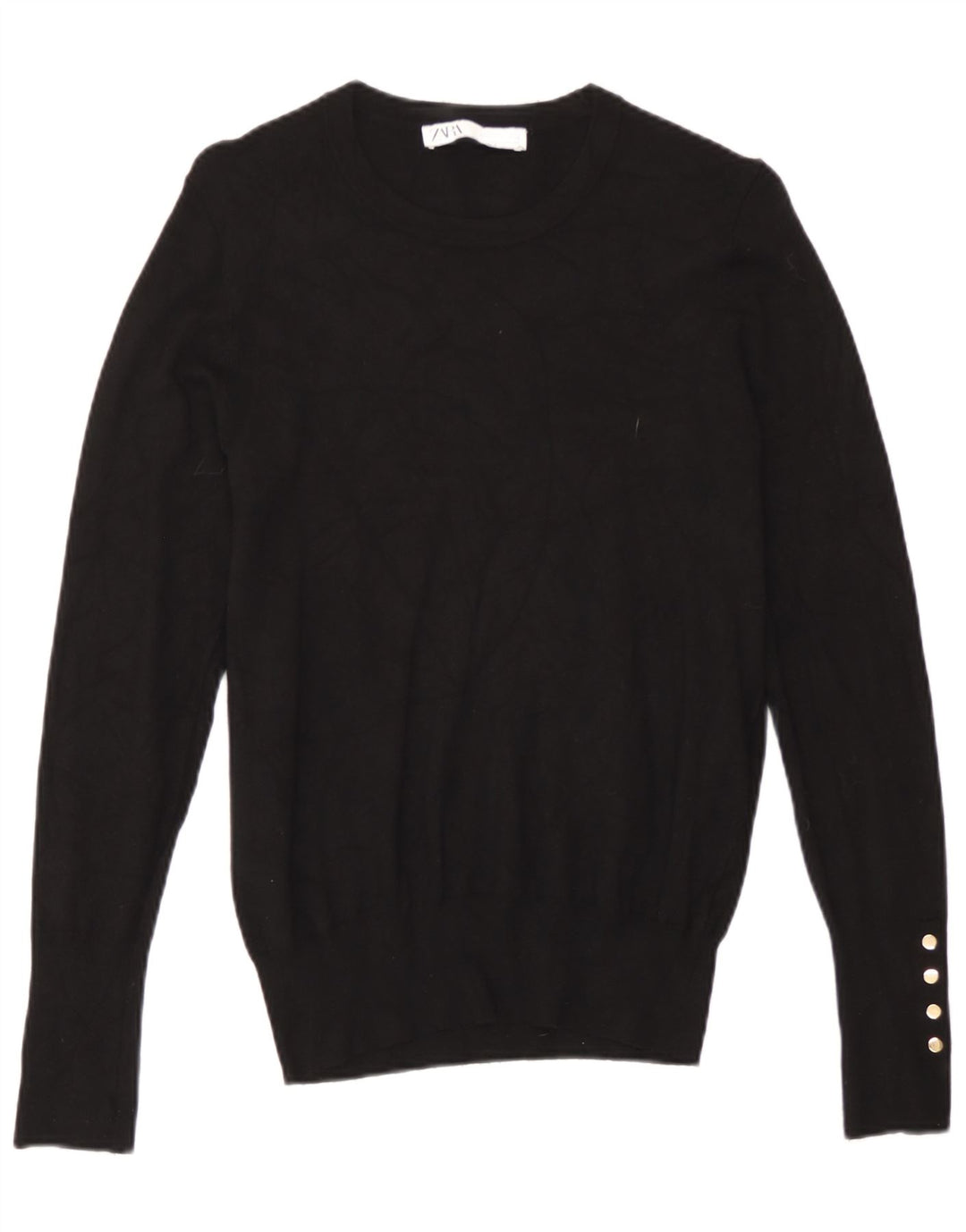 Zara Womens Crew Neck Jumper Sweater UK 12 Medium Black