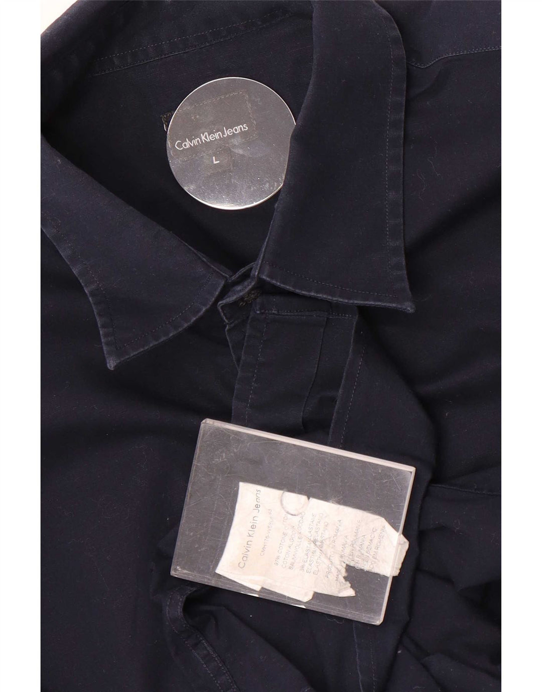 Calvin Klein Jeans Mens Shirt Large Navy Blue Cotton