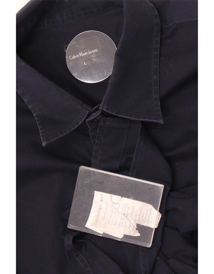 Calvin Klein Jeans Mens Shirt Large Navy Blue Cotton
