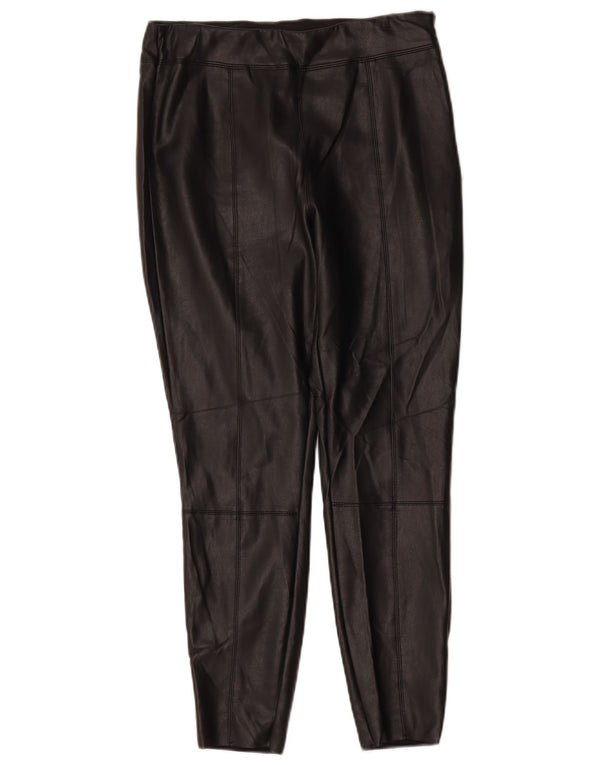 Topshop Womens High Waist Slim Faux Leather Trousers Size 10 W26 L25 Black