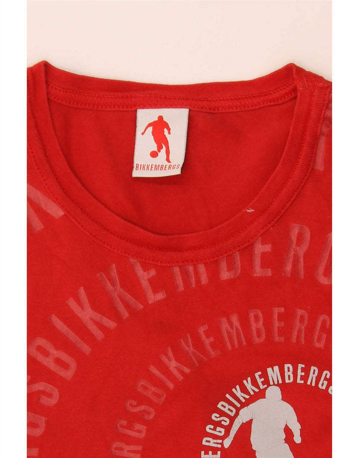 Bikkembergs Mens Graphic T-Shirt Top Small Red Cotton