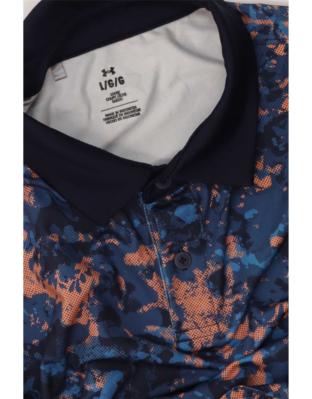 Under Armour Mens Polo Shirt Large Navy Blue Tie Dye
