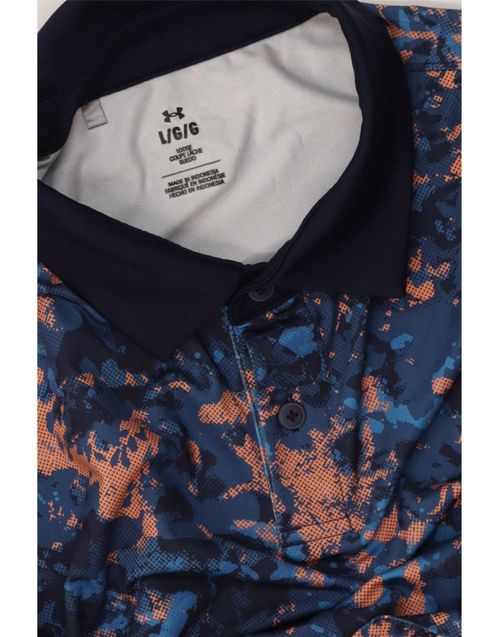 Under Armour Mens Polo Shirt Large Navy Blue Tie Dye