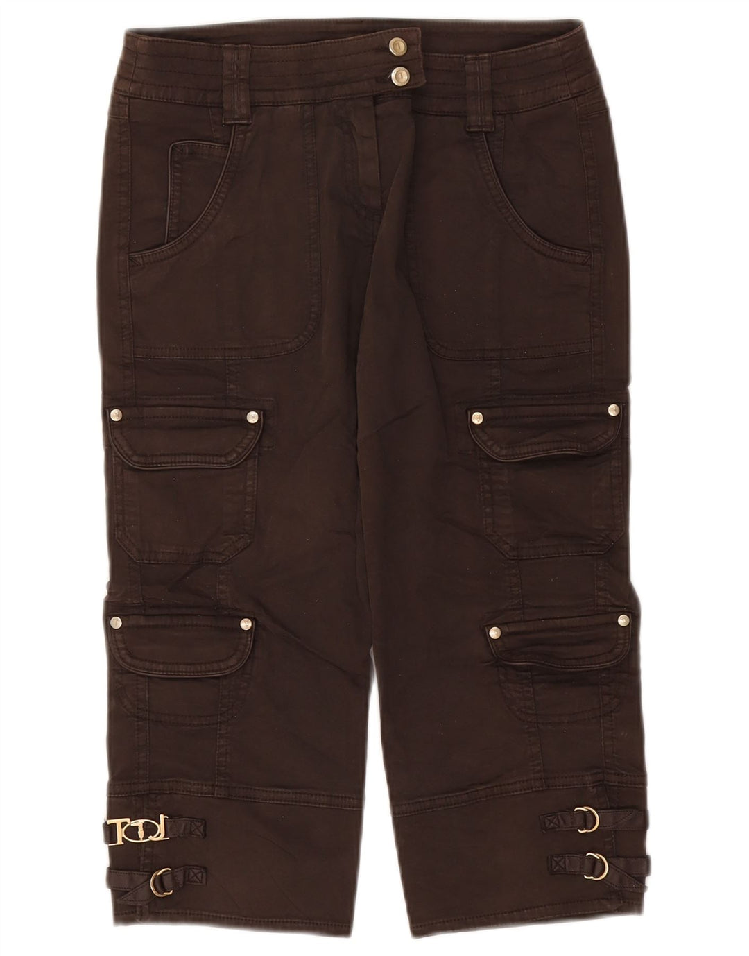 Trussardi Womens Cargo Capri Trousers IT 42 Medium W30 L19 Brown Cotton