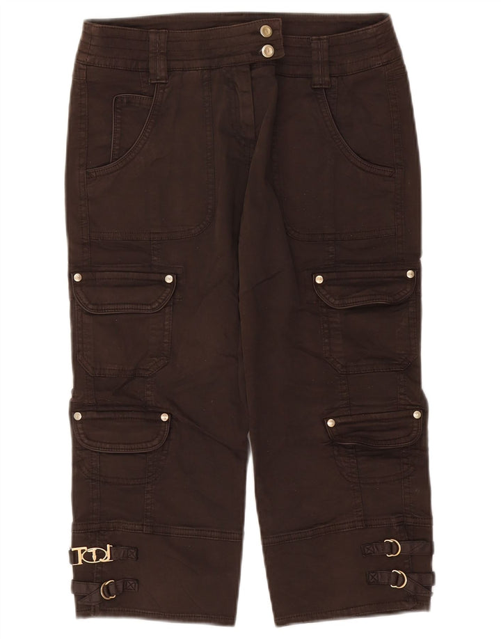 Trussardi Womens Cargo Capri Trousers IT 42 Medium W30 L19 Brown Cotton