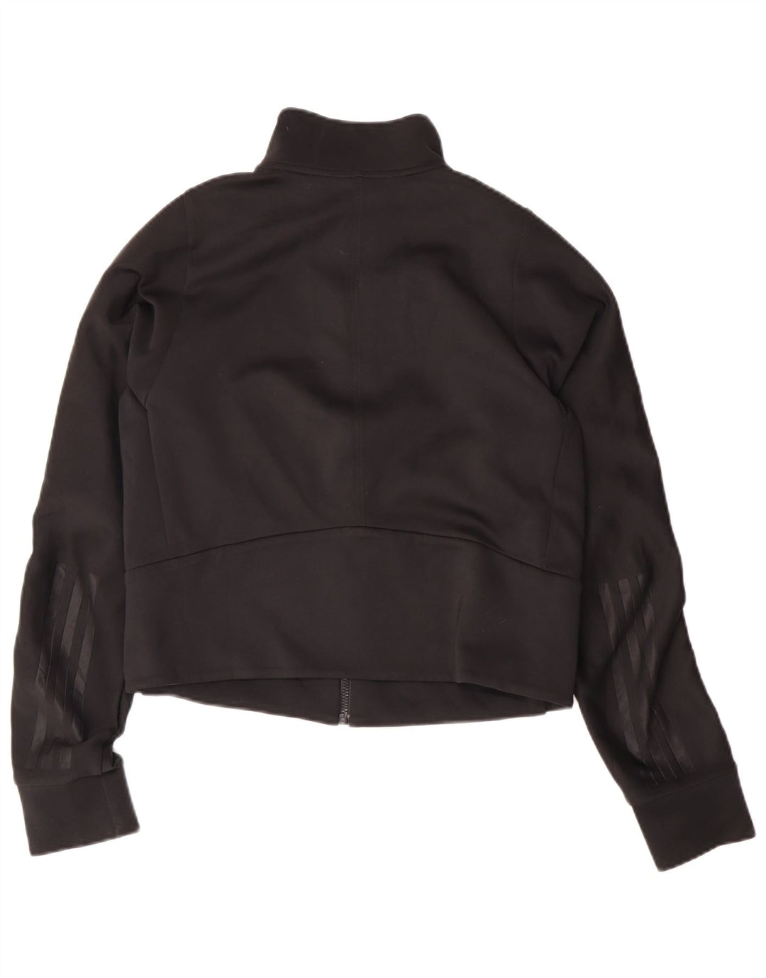 Adidas Womens Crop Tracksuit Top Jacket UK 12/14 Medium Black Polyester