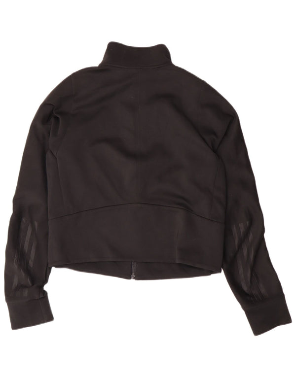 Adidas Womens Crop Tracksuit Top Jacket UK 12/14 Medium Black Polyester