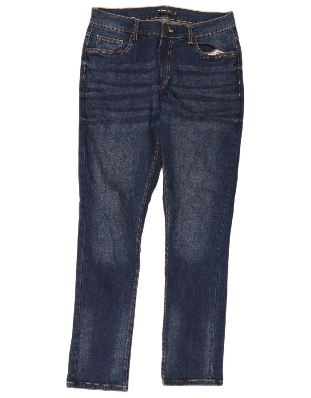 Farah Mens Straight Jeans W30 L32 Navy Blue Cotton