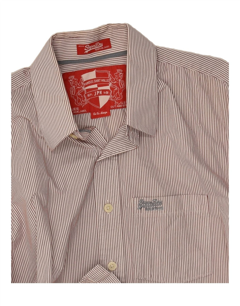 SUPERDRY Mens Shirt 2XL Grey Pinstripe Cotton | Vintage Superdry | Thrift | Second-Hand Superdry | Used Clothing | Messina Hembry 