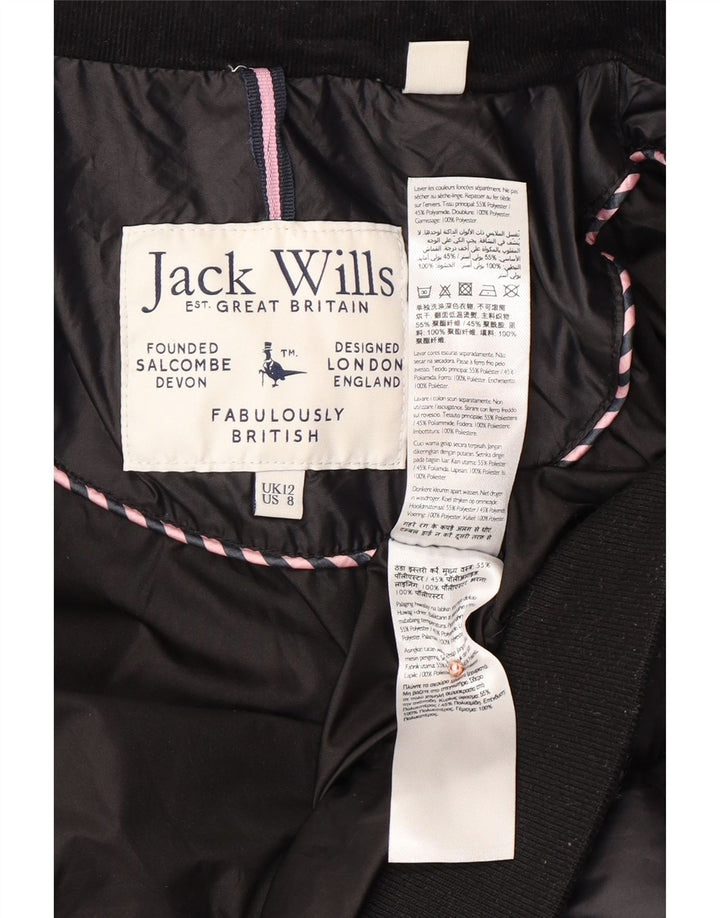 JACK WILLS Womens Padded Jacket UK 12 Medium Black Polyester