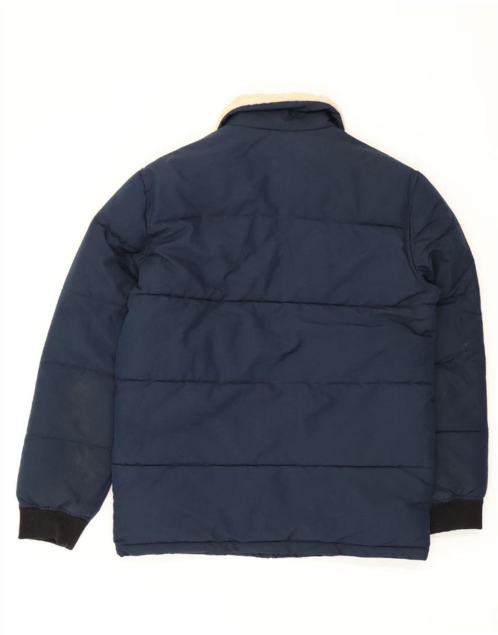 Marks & Spencer Mens Padded Jacket UK 38 Medium Navy Blue Colourblock