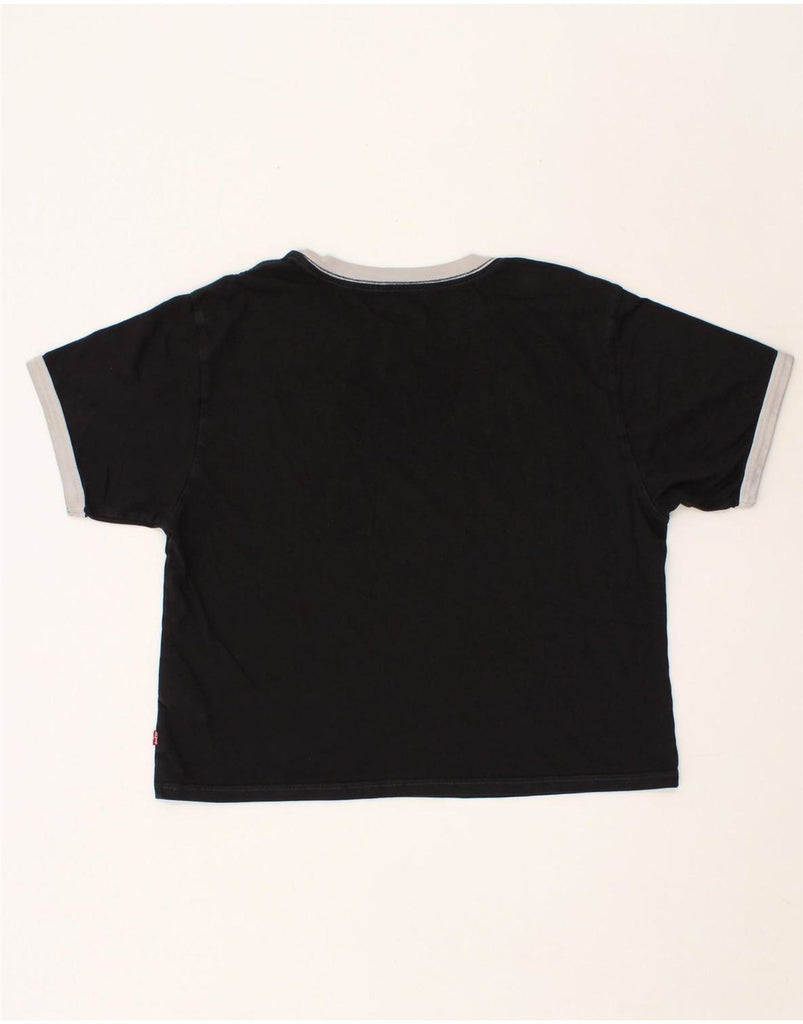 LEVI'S Womens Oversized Crop T-Shirt Top UK 2 2XS Black Cotton Vintage Levi's and Second-Hand Levi's from Messina Hembry 