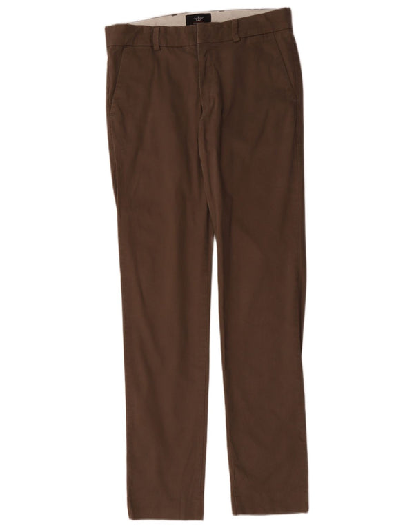 Dockers Mens Extra Sim Fit Chino Trousers W30 L34 Brown Cotton