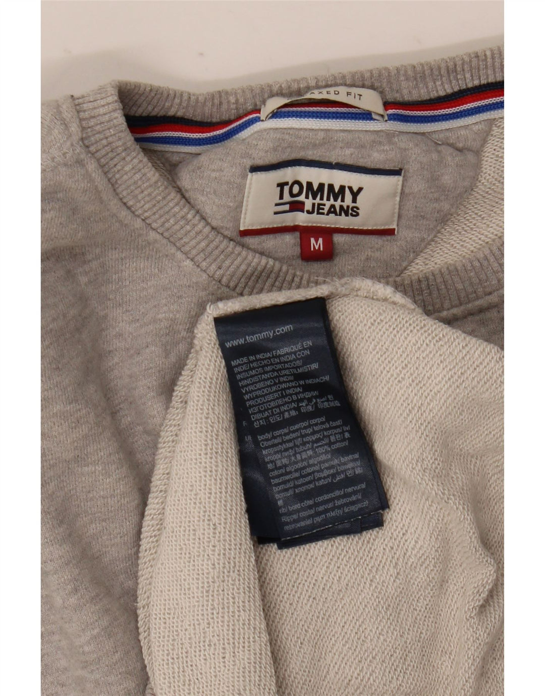 Tommy Hilfiger Mens Relaxed Fit Sweatshirt Jumper Medium Grey Cotton