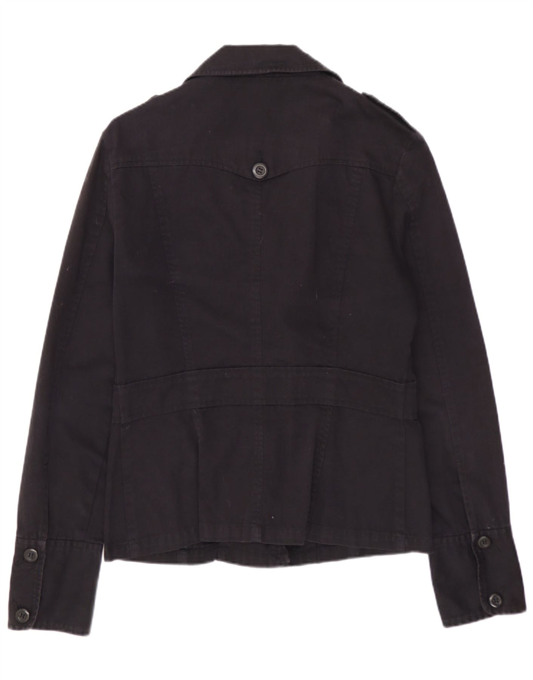 WAREHOUSE Womens Military Jacket UK 12 Medium Black Cotton